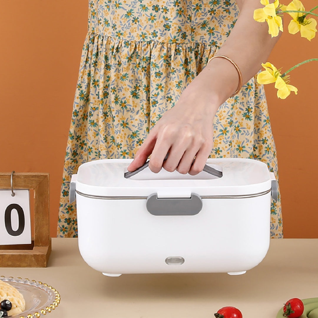 Electric Lunch Box Food Warmer – 2-in-1 110V Home & 12V Car, Stainless-Steel Tray (US)