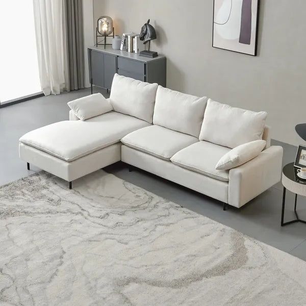 L Shaped Linen Sectional Sofa Right Chaise Dbjjj - View 3