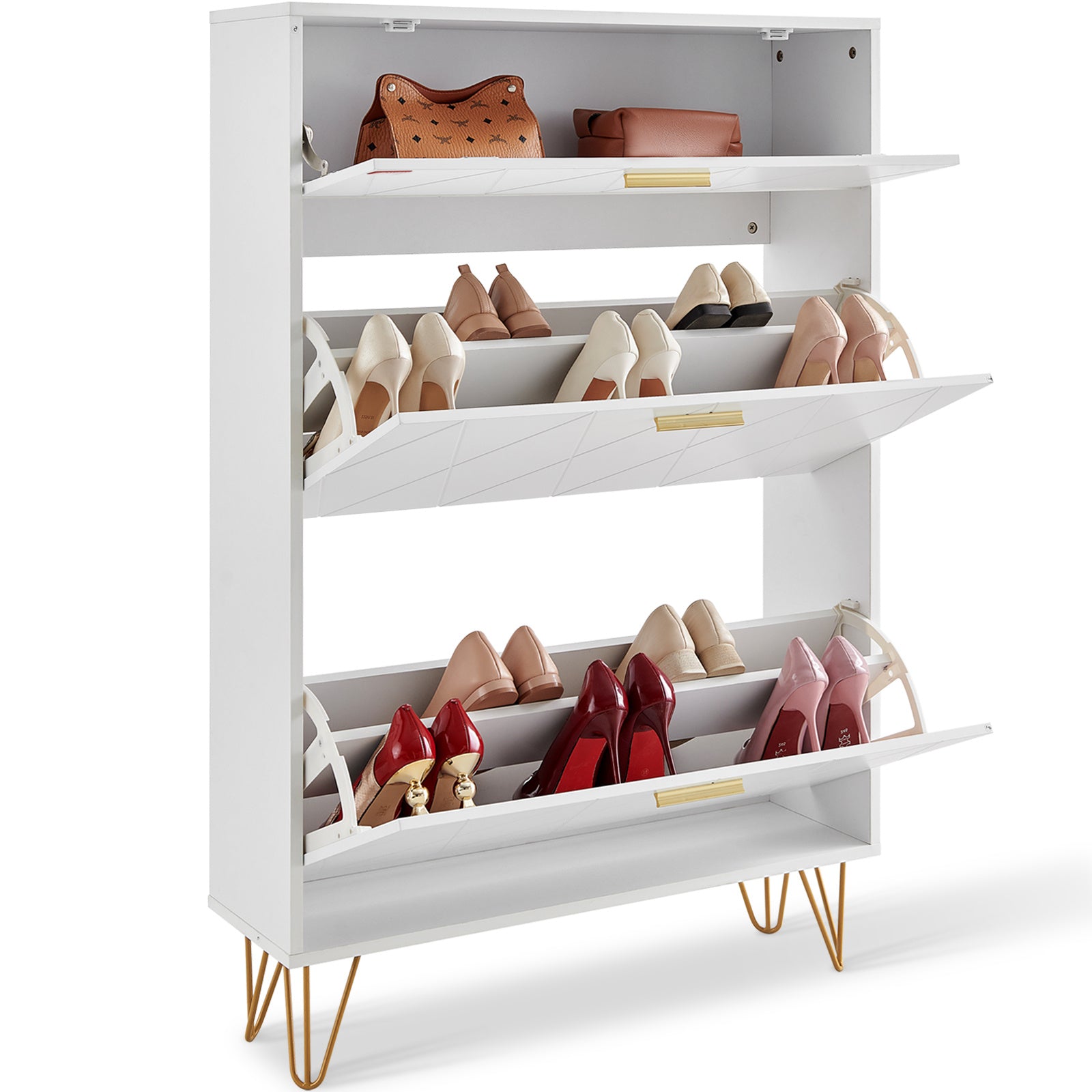 VEVOR Shoe Cabinet With 3 Flip Drawers, Shoe Storage Cabinet For Entryway, Free Standing Shoe Storage Organizer