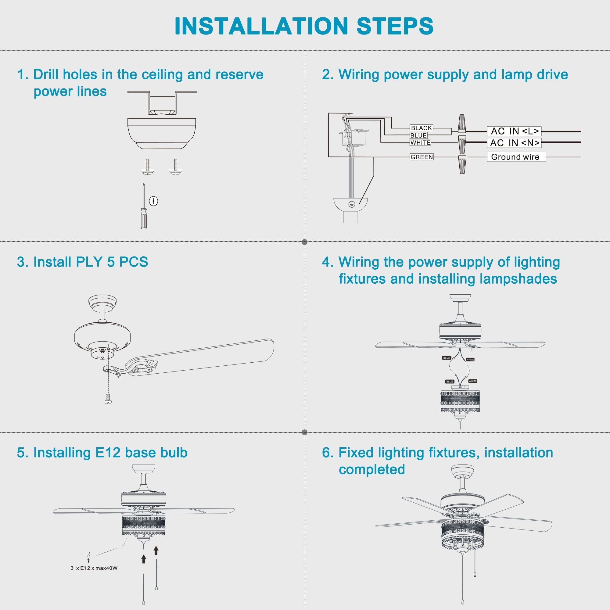 3-Light Chrome Drum Shade LED Ceiling Fan — Traditional Farmhouse Crystal 52"