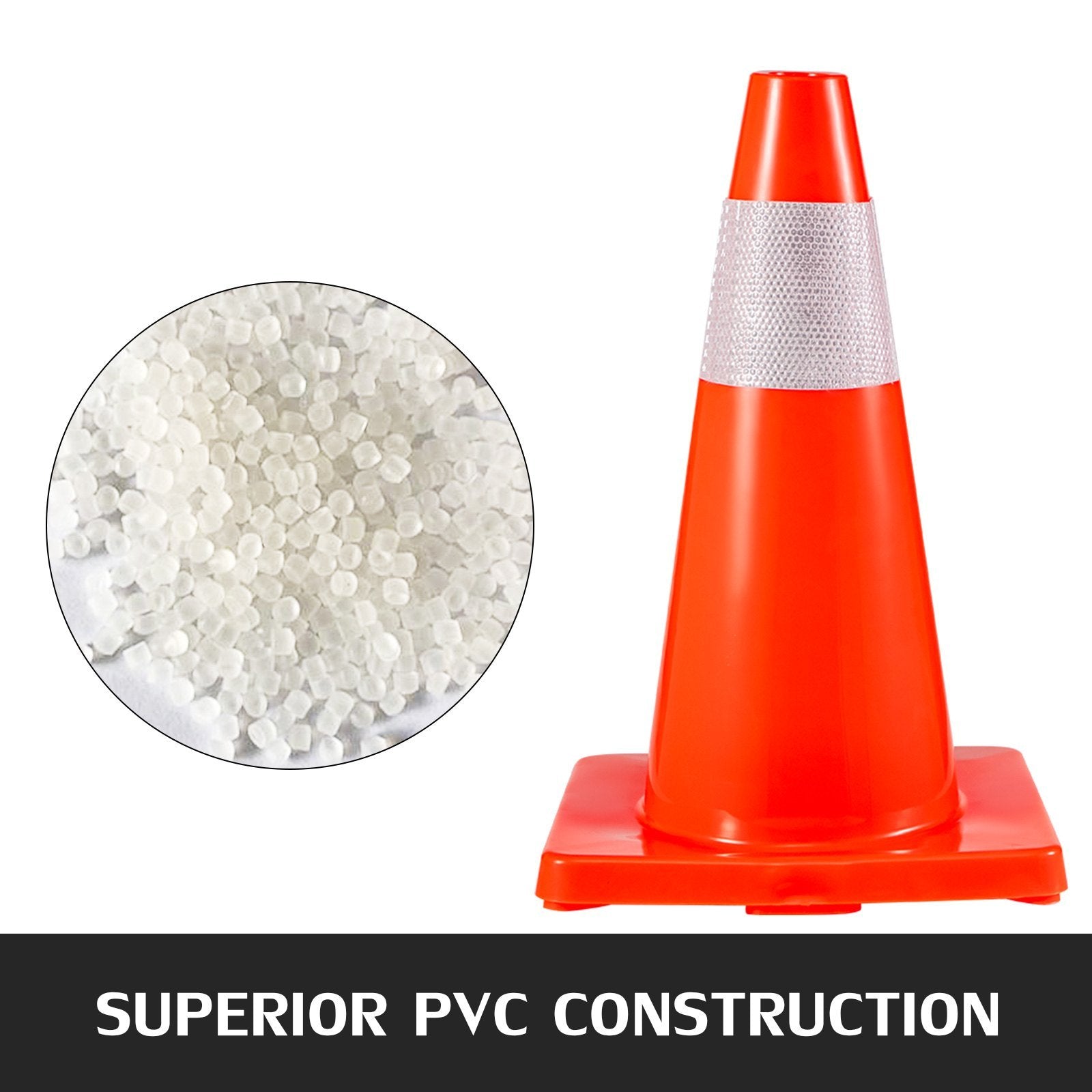 VEVOR 20-Pack 18" Traffic Cones, Safety Road Parking Cones with Reflective Collars