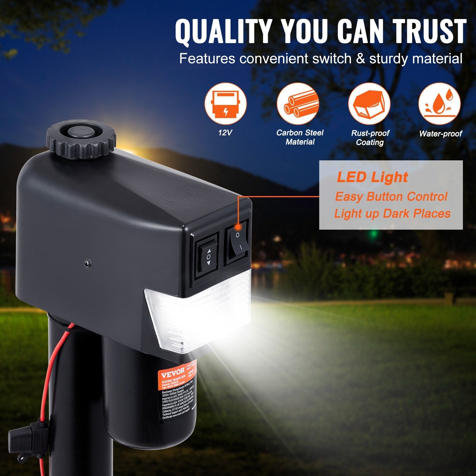 VEVOR Electric Trailer Jack, Power Tongue Jack 3500 Lbs Capacity