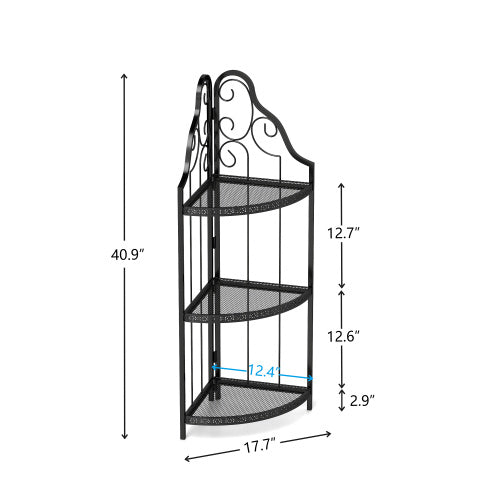 3-Tier Corner Open Shelf, Bookcase Freestanding Shelving Unit