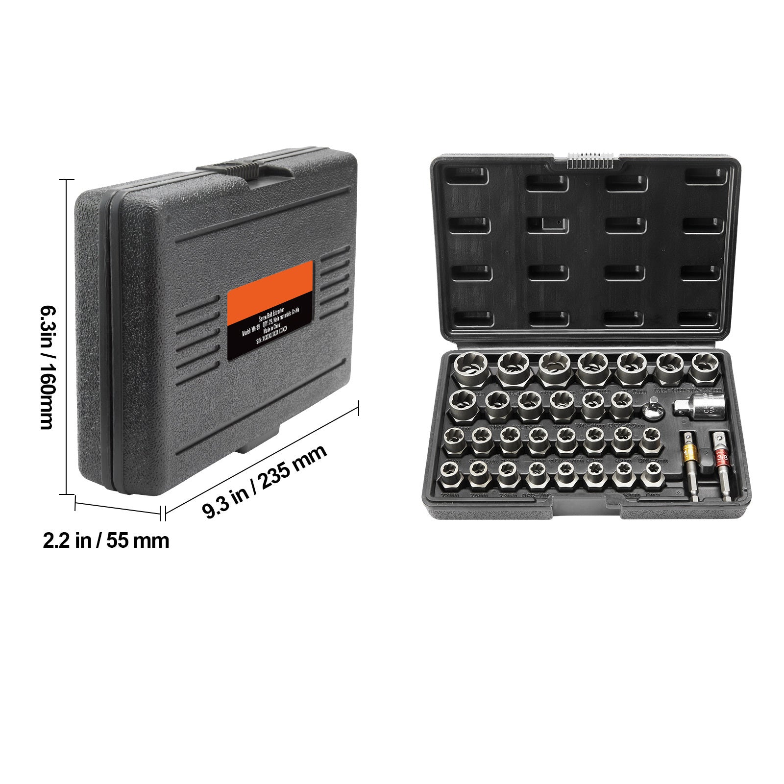 VEVOR 29-Piece Bolt & Nut Extractor Set, CR-MO Steel, 6–10mm with Case