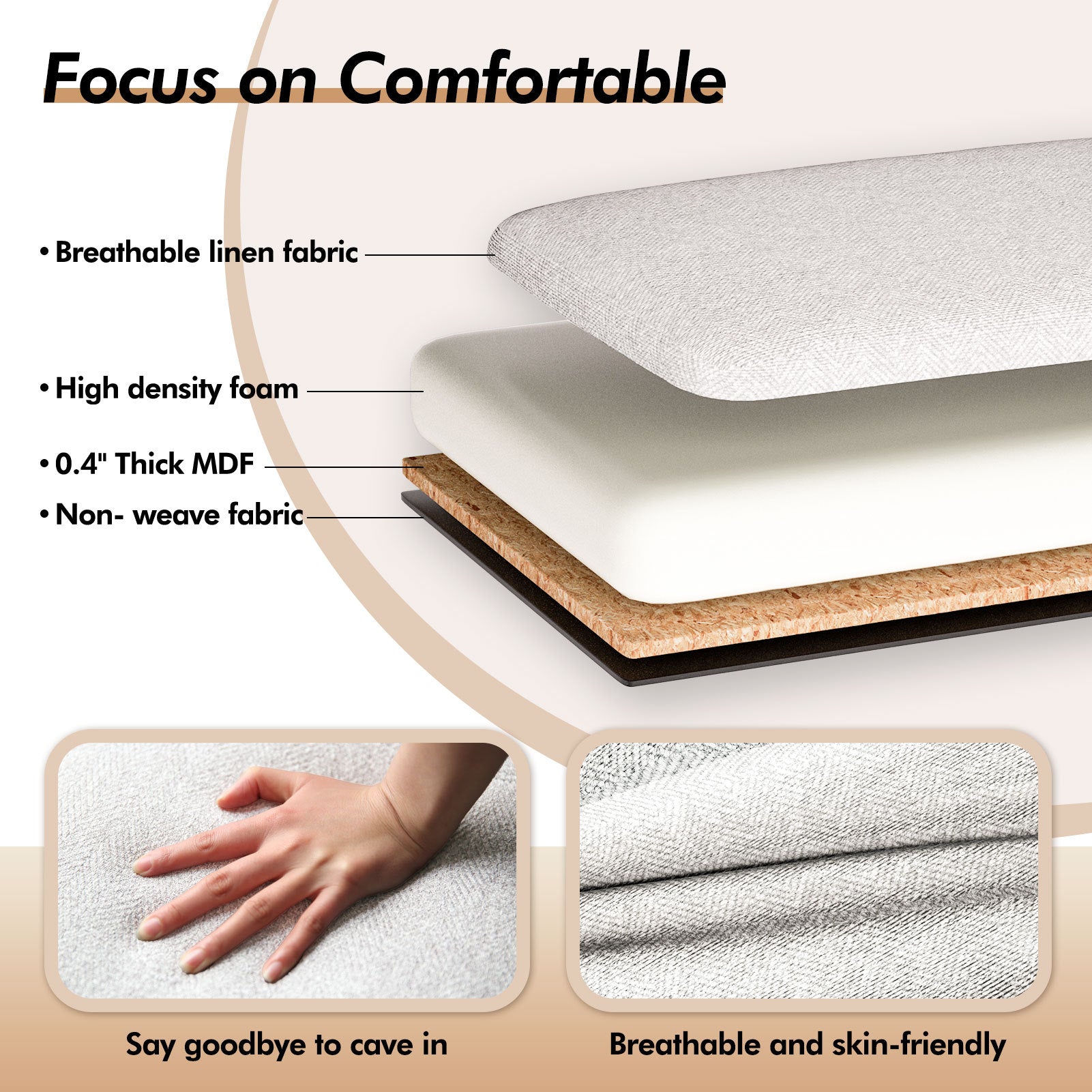 53\" Upholstered Storage Bench & Ottoman - Light Gray