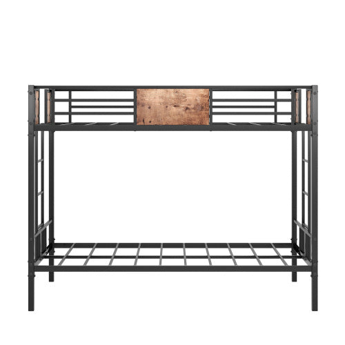 Coocosh heavy-duty bunk bed made from elegant black steel, making it perfect for efficient space management in kid's bedrooms or dorms.