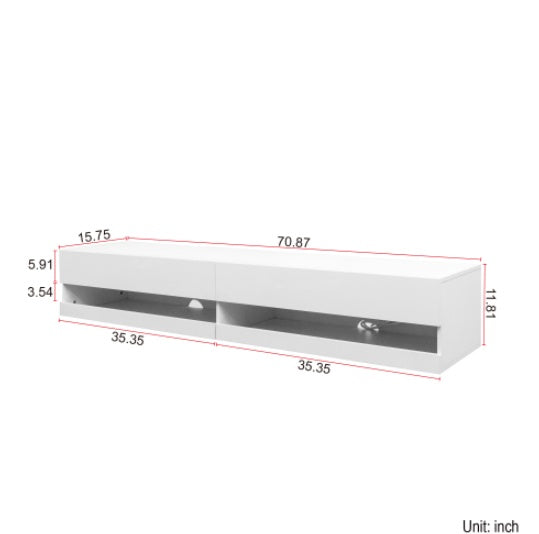 Cydd 180 Wall Mounted Floating 80 Tv Stand Led Charging Station - View 2