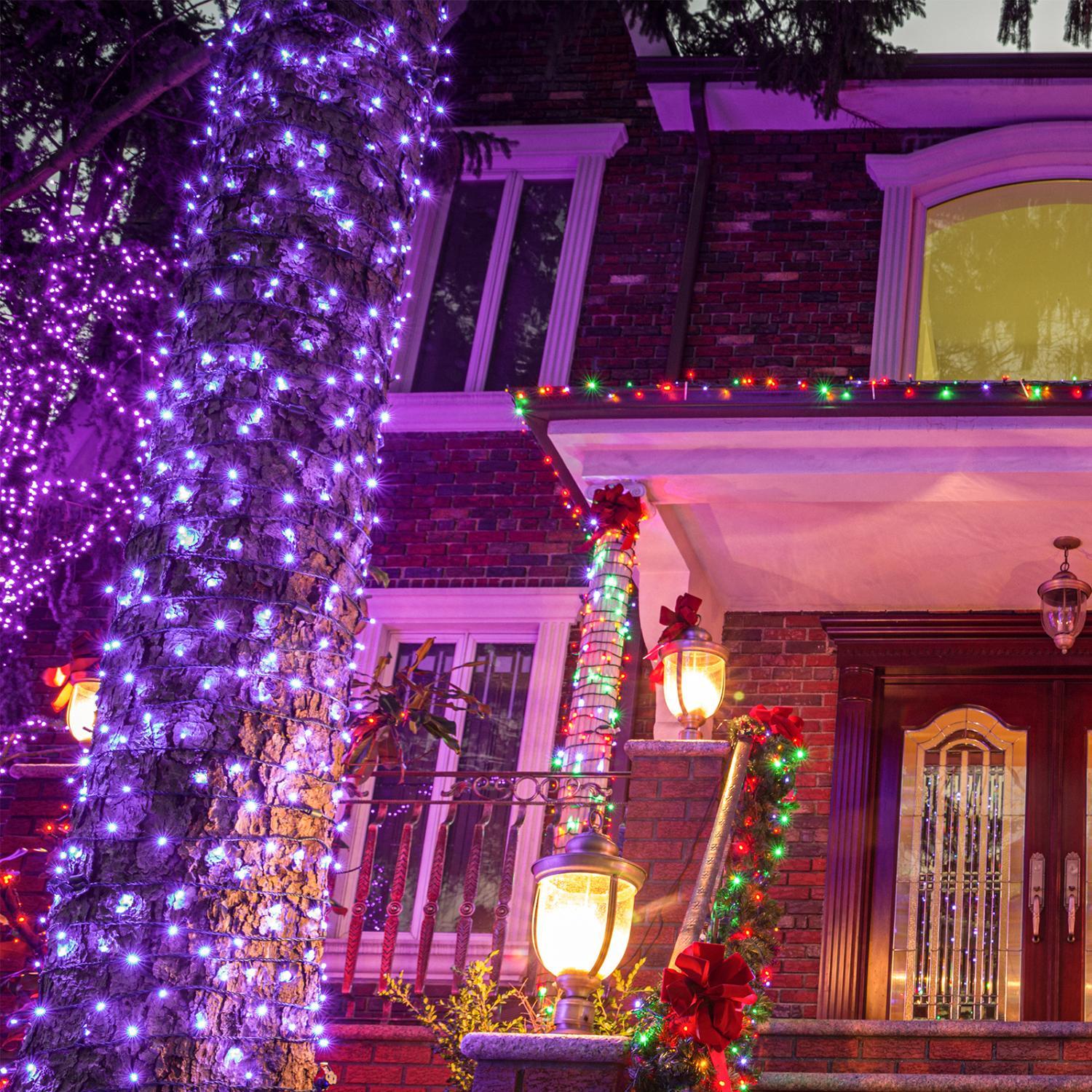 200pcs 66ft Halloween Fairy String Lights 8 Lighting Modes Mini Plug-in String Lights Indoor And Outdoor Christmas Garden Wedding Party Decoration Purple