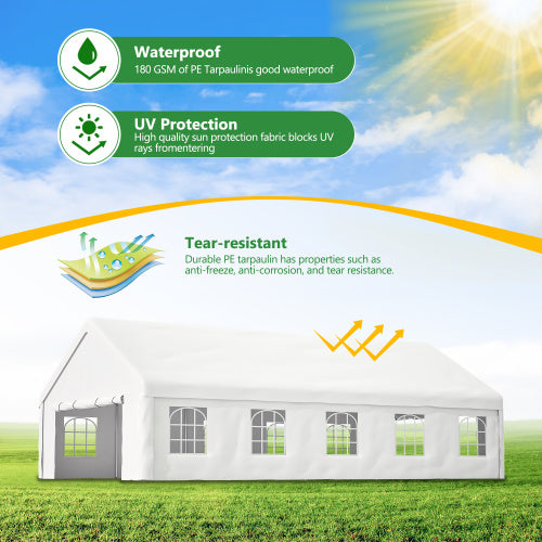 20x32 FT Party Tent With 3 Storage Bags & Removable Sidewalls, Outdoor Canopy Gazebo