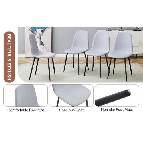 Comfortable Linen-Cotton Dining Chair Set - 4 Pieces | Light Gray