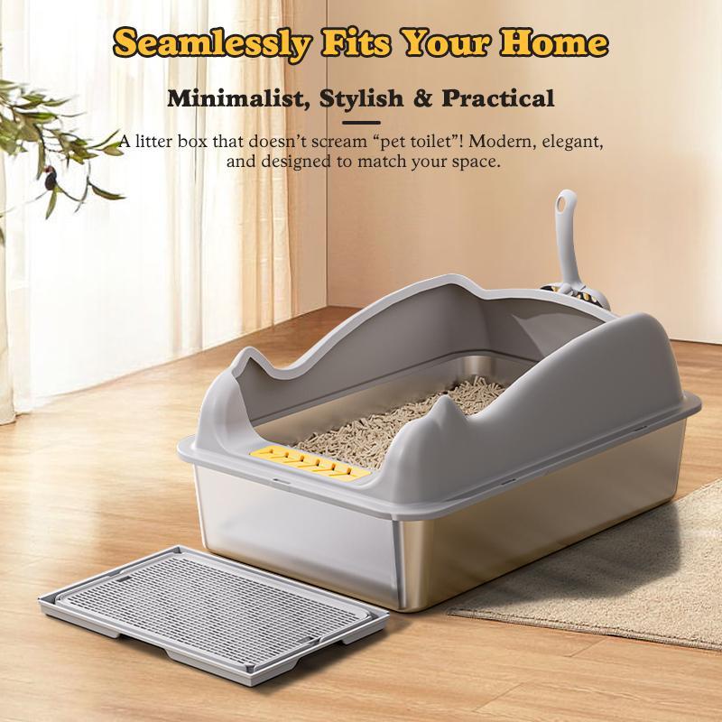 Large Stainless Steel Cat Litter Box
