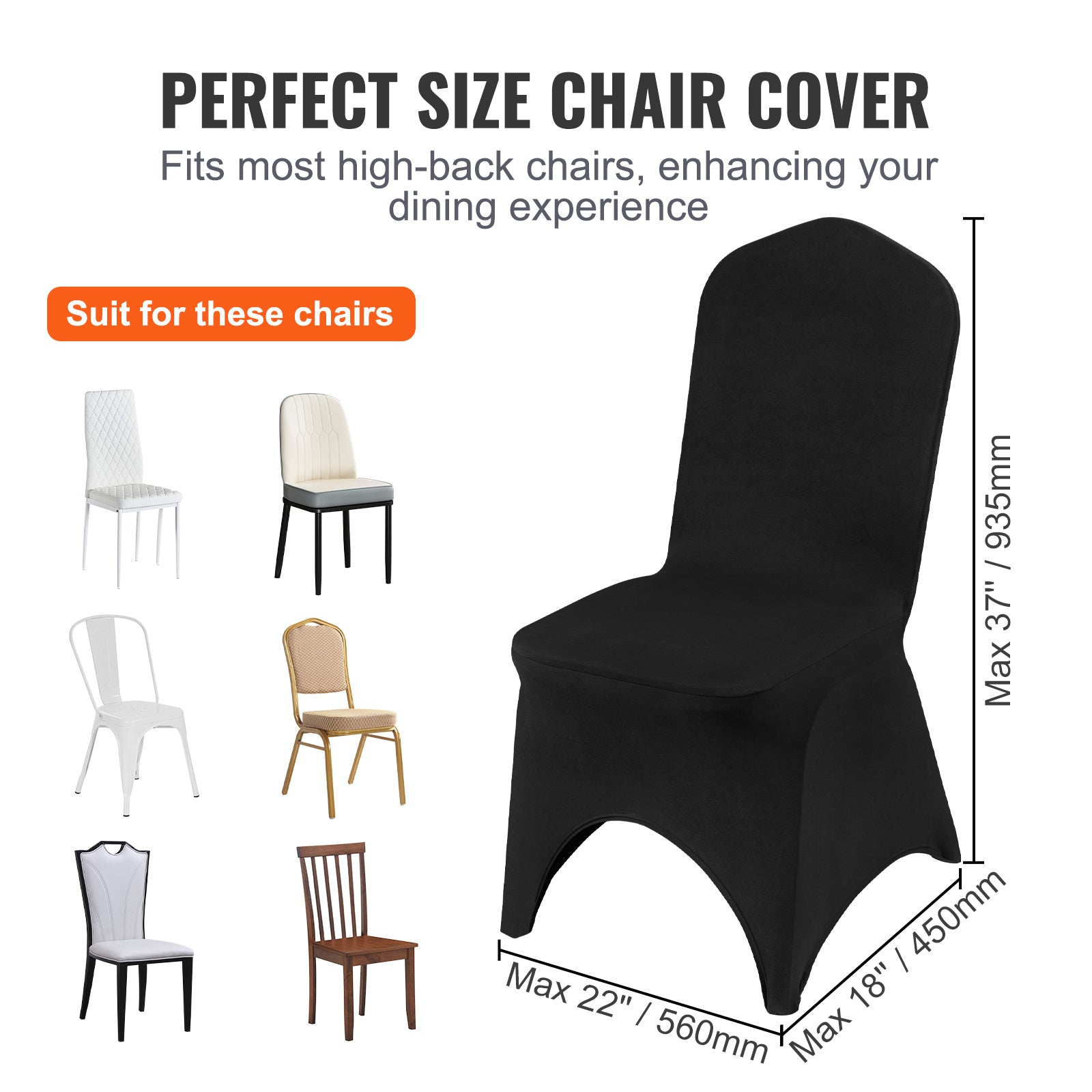 VEVOR Stretch Spandex Folding Chair Covers — Universal Black (50pcs)