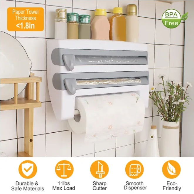 Kitchen Roll Distributor — Paper Roll Holder & Plastic Film/Foil Organizer (dbjjj)