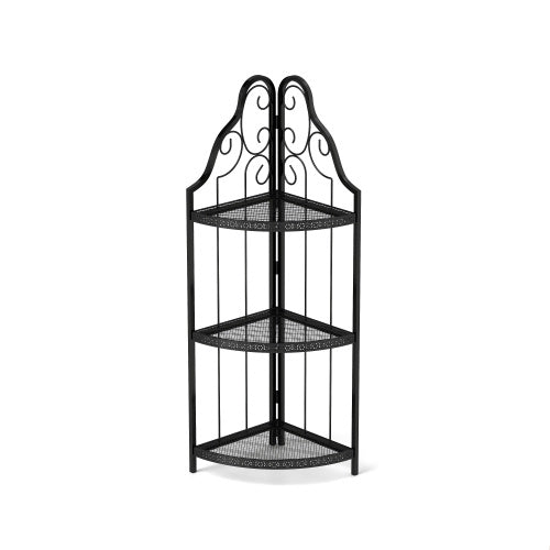 3-Tier Corner Open Shelf, Bookcase Freestanding Shelving Unit