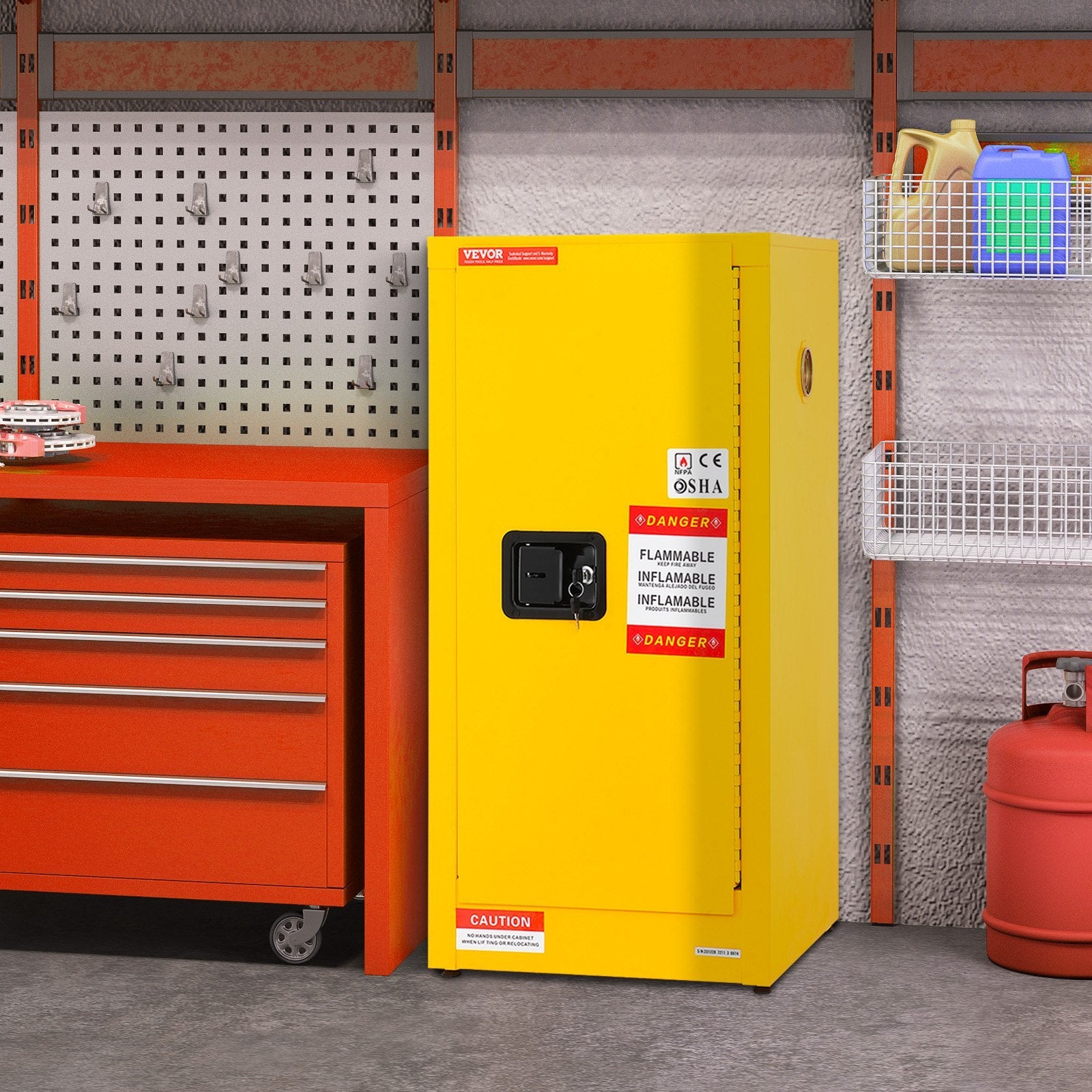 VEVOR Flammable Cabinet, Galvanized Steel Safety Cabinet with Adjustable Shelf