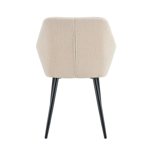 Leisure Modern Living Dining Room Accent Arm Chairs Club Guest With Strong Black Metal Legs, Set Of 2, TEDDY Fabric Beige