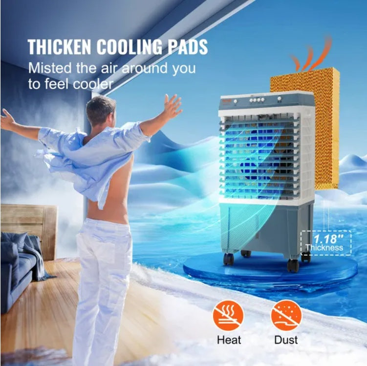 Evaporative Air Cooler – 1400 CFM Swamp Cooler, 3 Speeds, 5-Gal Tank, Oscillating