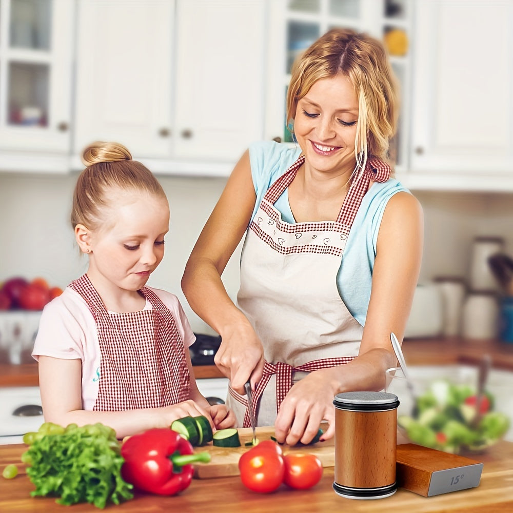 Roller Knife Sharpening Kit with Diamond & Ceramic — Dual-Grind Tumbler Sharpener