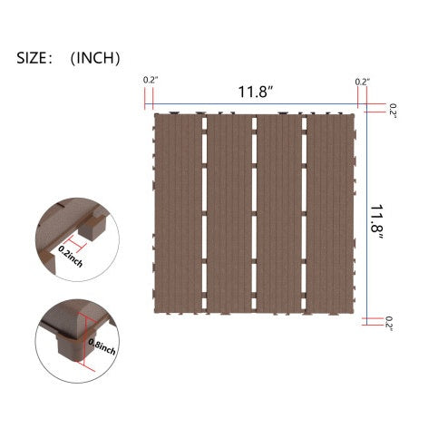 Plastic Interlocking Deck Tiles 44 Pack 12x12 Brown - View 6