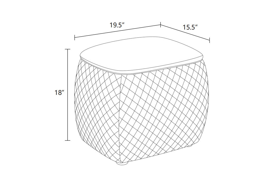 Scratch-Resistant Diamond Tufted Ottoman, 19.5x15.5x18 Inch Pet-Friendly Accent Stool