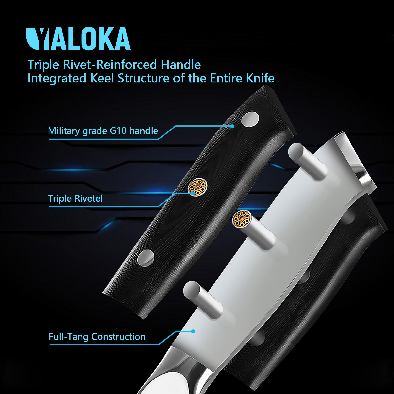 8 Inch Chef Knife Japanese Chef's Knife 7Cr17MoV High Carbon Steel Full Tang G10 Handle Black Titanium Coated Blade