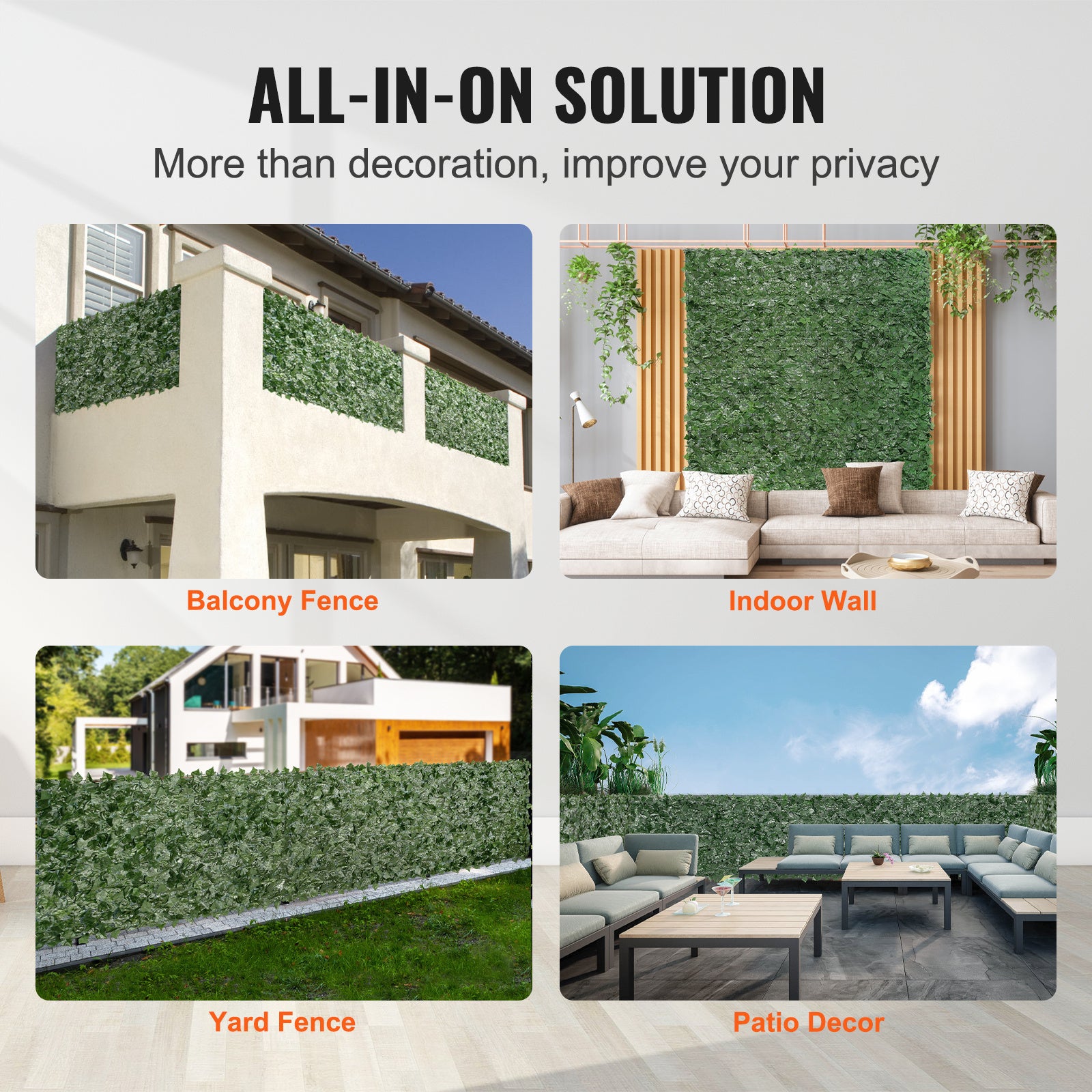 VEVOR Ivy Privacy Fence, 96 x 72 in — Artificial Green Wall Screen