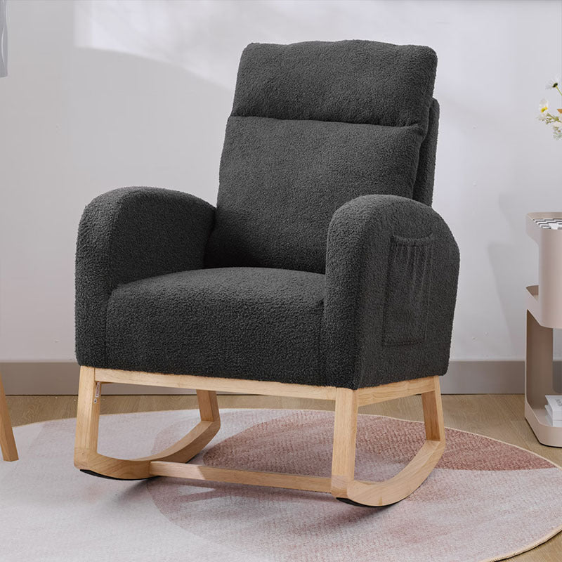 Modern Accent Rocking Chair With Solid Wood Legs — Upholstered Nursery Glider