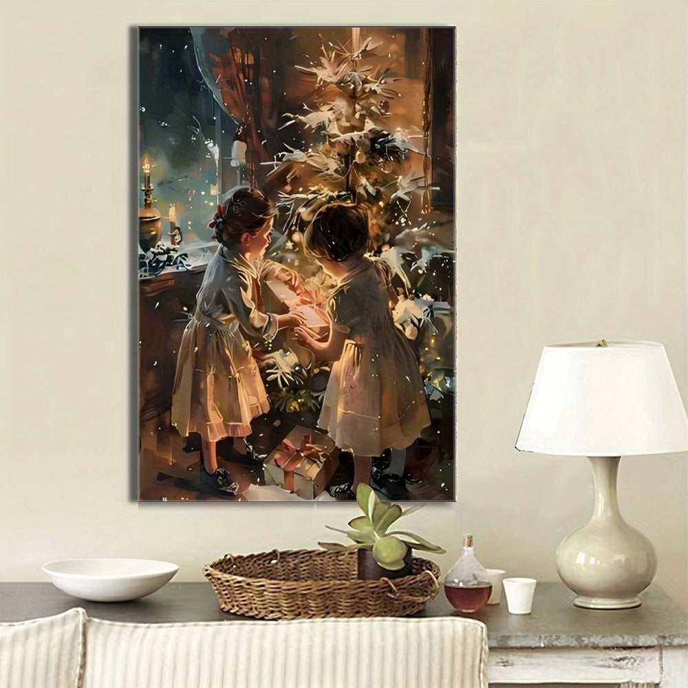 tjkp Wrapped Canvas Painting — Pine Frame Holiday Wall Decor (Multiple Sizes)