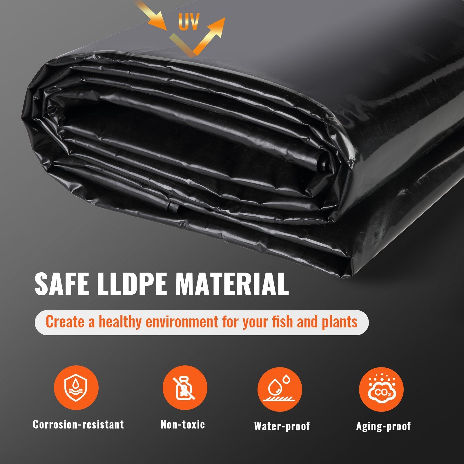 20-Mil Fish-Safe Pond Liner 10×13 ft – Flexible LLDPE, UV & Puncture Resistant for Koi Ponds, Waterfalls & Water Gardens