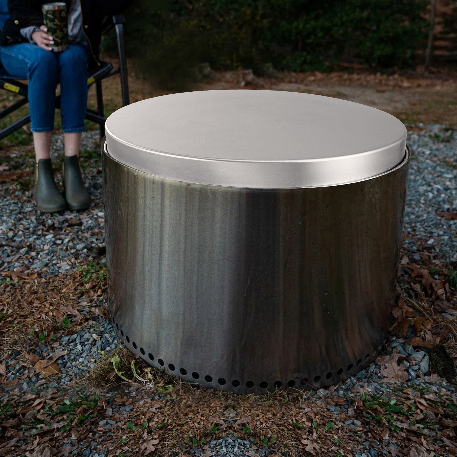 VEVOR 20" Stainless Steel Fire Pit Cover with Spark Screen – 20 Inch Portable Firepit Lid