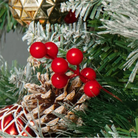 7ft Pre-Lit Christmas Tree - 70 Red Berries & 70 Pine Cones