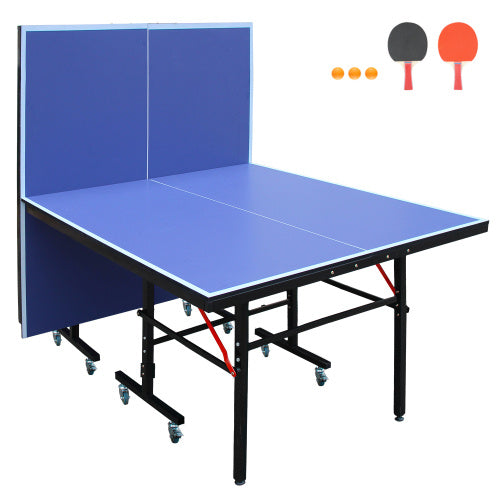 CYDD 8ft Mid-Size Foldable Table Tennis Table Set – Indoor Ping Pong Table with Net, 2 Paddles & 3 Balls