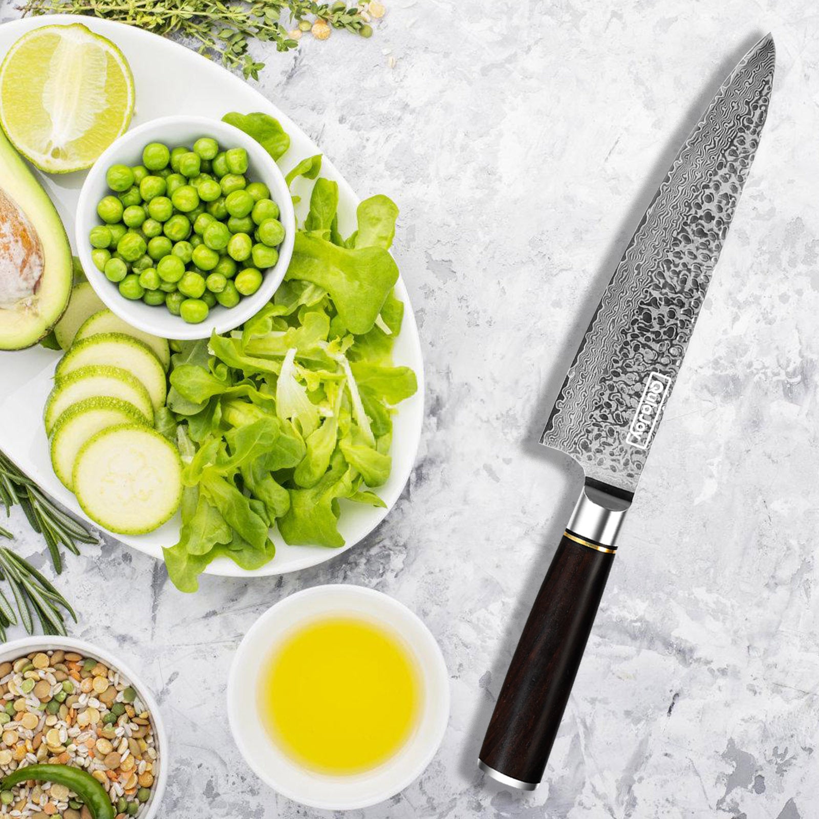 Qulajoy 7 Inch Santoku Knife - Ultra Sharp 67-Layer Damascus VG-10 Core with G10 Handle & Sheath