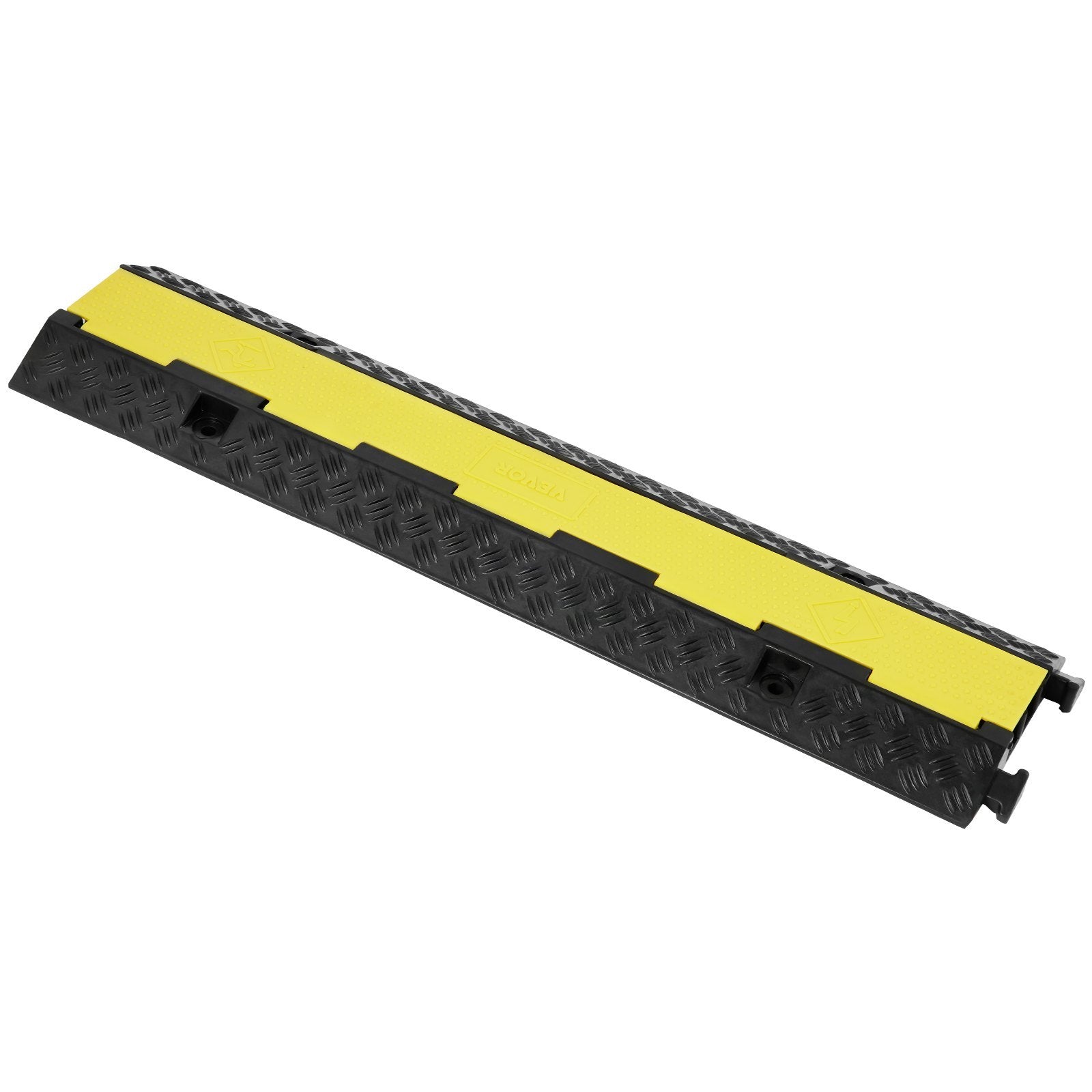 VEVOR 5PCs 2-Channel Heavy-Duty Cable Protector Ramp – 12,000 lbs Load, Interlocking, High-Vis Lid
