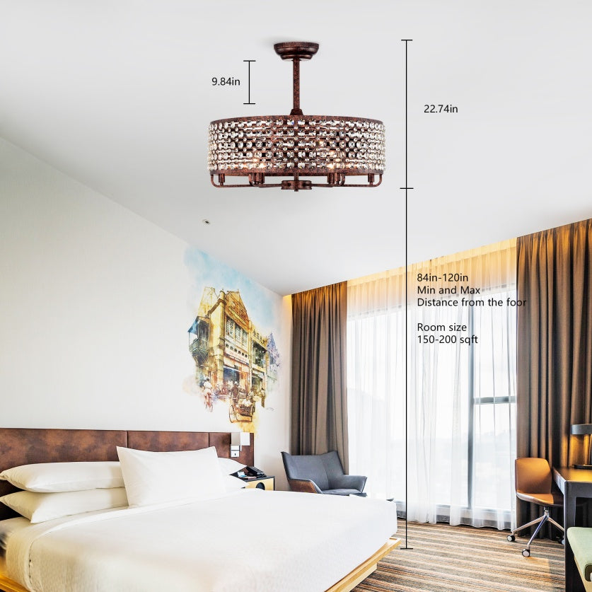 Dia 26 8 Inch Chandelier Ceiling Fan Crystal Shade Remote 3 Abs 4 Light - View 5