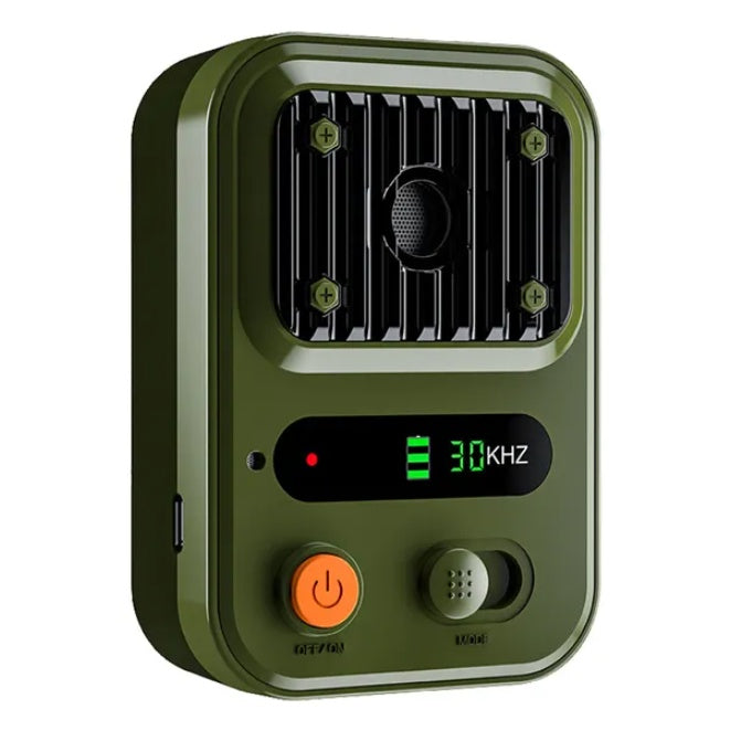 Coocosh Device featuring a durable design, advanced sound detection technology, and a striking military green color, measuring approximately 4x3 inches, showcased in a clear main view for easy visibility.