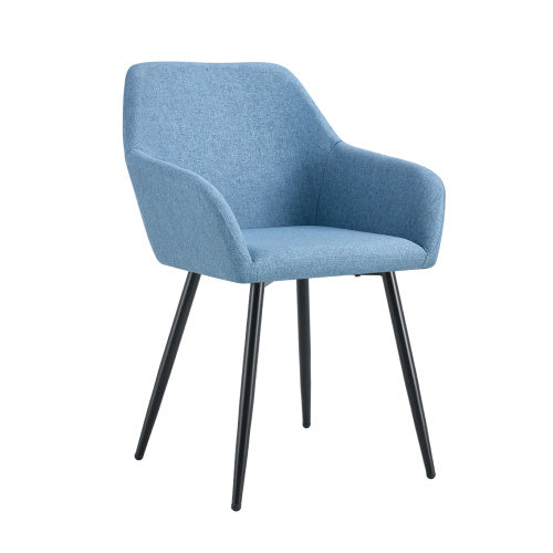 Leisure Modern Living Dining Room Accent Arm Chairs Club Guest With Strong Black Metal Legs, Set Of 2, TEDDY Fabric Beige