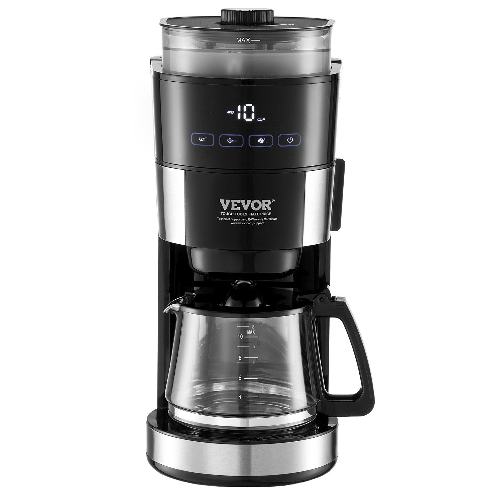 VEVOR 10-Cup Coffee Maker Drip Coffee Machine With 3 Brew Strength Control