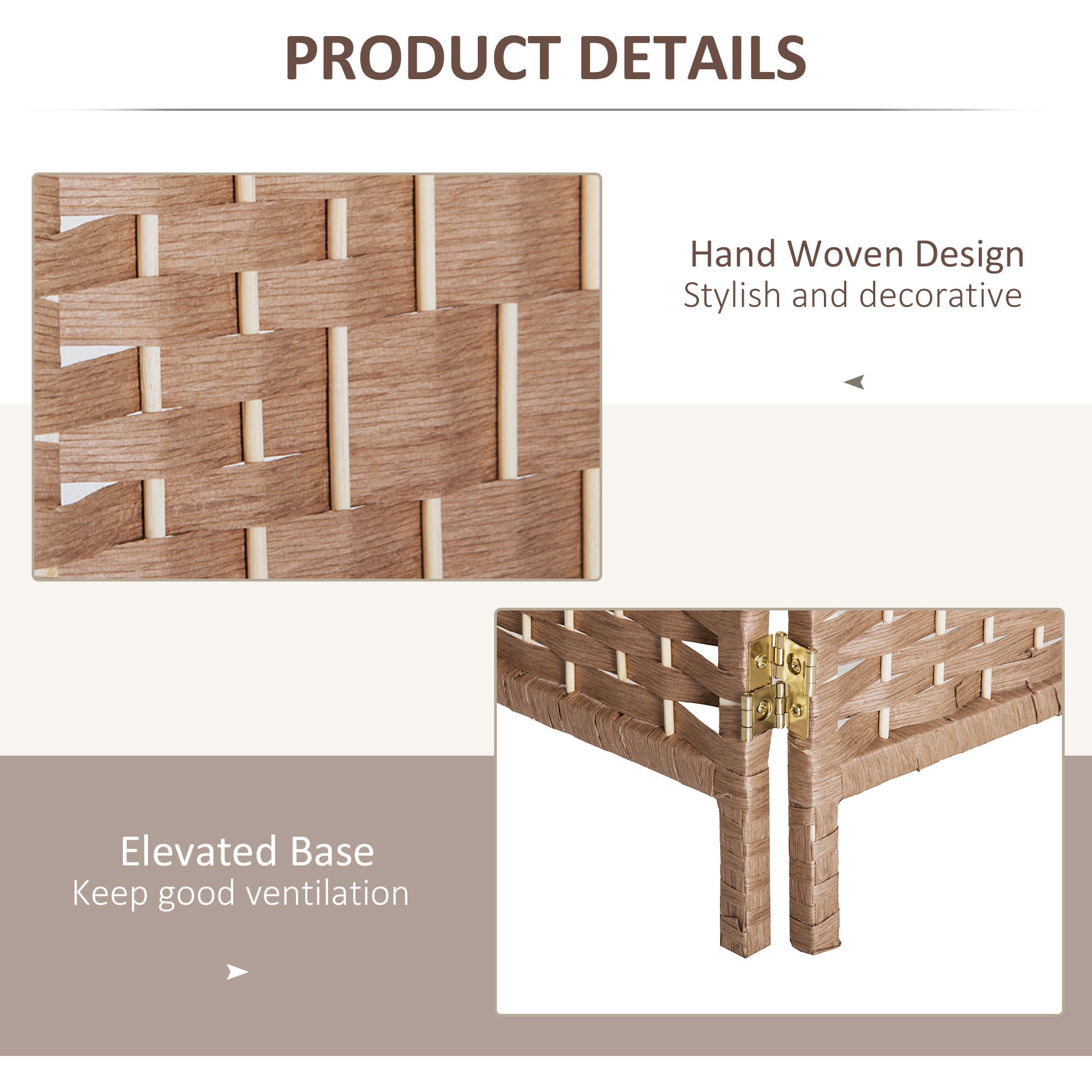 Coocosh Hand Woven Decorative Storage Basket with Elevated Base, crafted from eco-friendly material in a warm brown color, perfect for stylish home organization, featuring a detailed close-up of the woven texture.