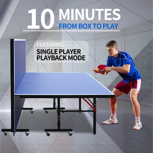 CYDD 8ft Mid-Size Foldable Table Tennis Table Set – Indoor Ping Pong Table with Net, 2 Paddles & 3 Balls