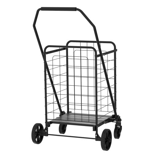 CYDD Foldable Shopping Cart with Double Basket, 360° Wheels