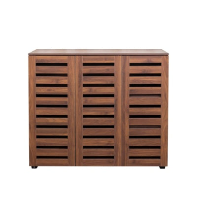 Shoe Cabinet, 5-Tier Wooden Shoe Storage Cabinet with Adjustable Shelves - Walnut