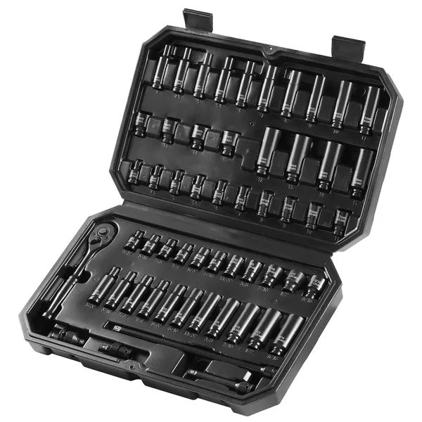 VEVOR Impact Sockets Set 55pcs 6-Point Drive Bit Ratchet Tool Kit Case