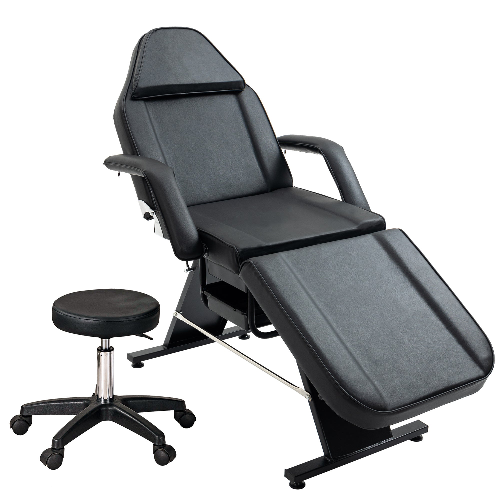 Hydraulic 3-Section Massage & Tattoo Chair with Stool and Two Trays