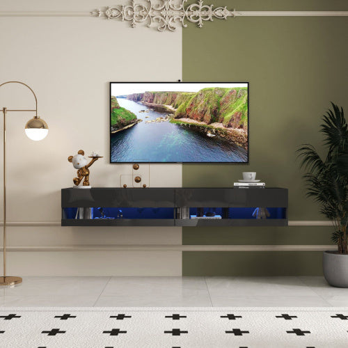 Cydd 180 Wall Mounted Floating 80 Tv Stand Led Charging Station - View 5