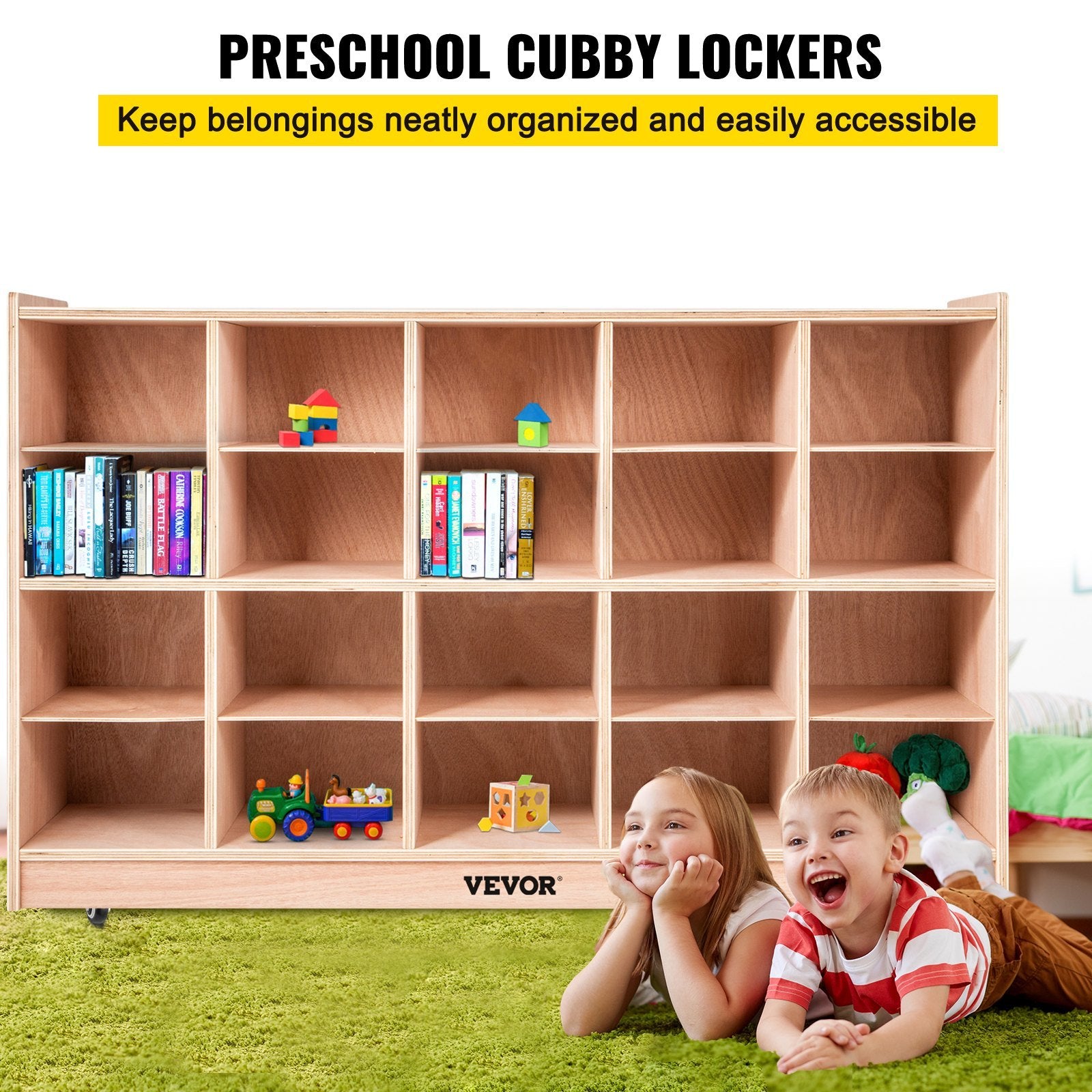 VEVOR Cubby Wooden Storage Unit 20 Cubby Storage Unit Classroom 30 Inch High Plywood Wooden Cubbies For Classroom