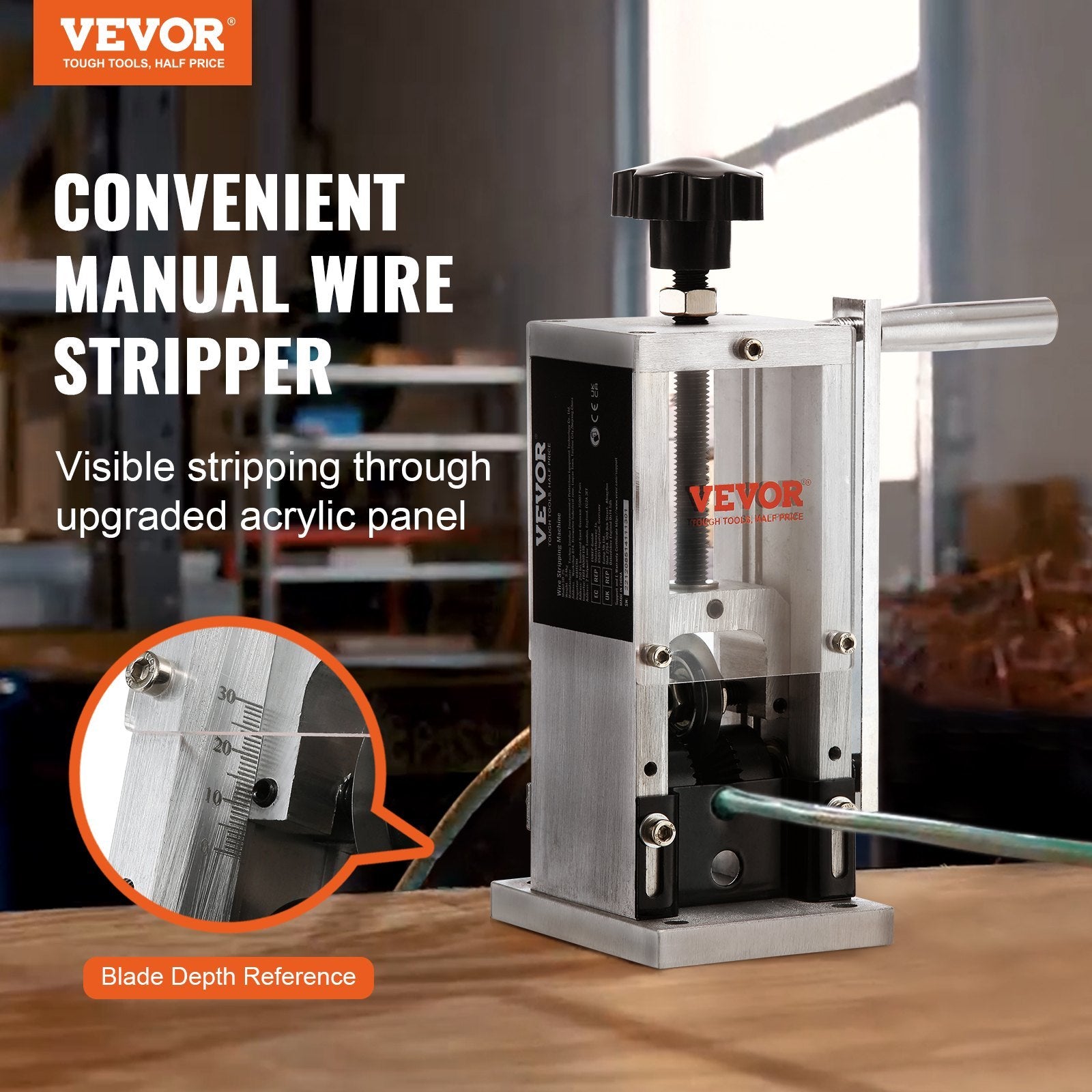 VEVOR Manual Wire Stripping Machine, Copper Stripper — Hand Crank or Drill Powered