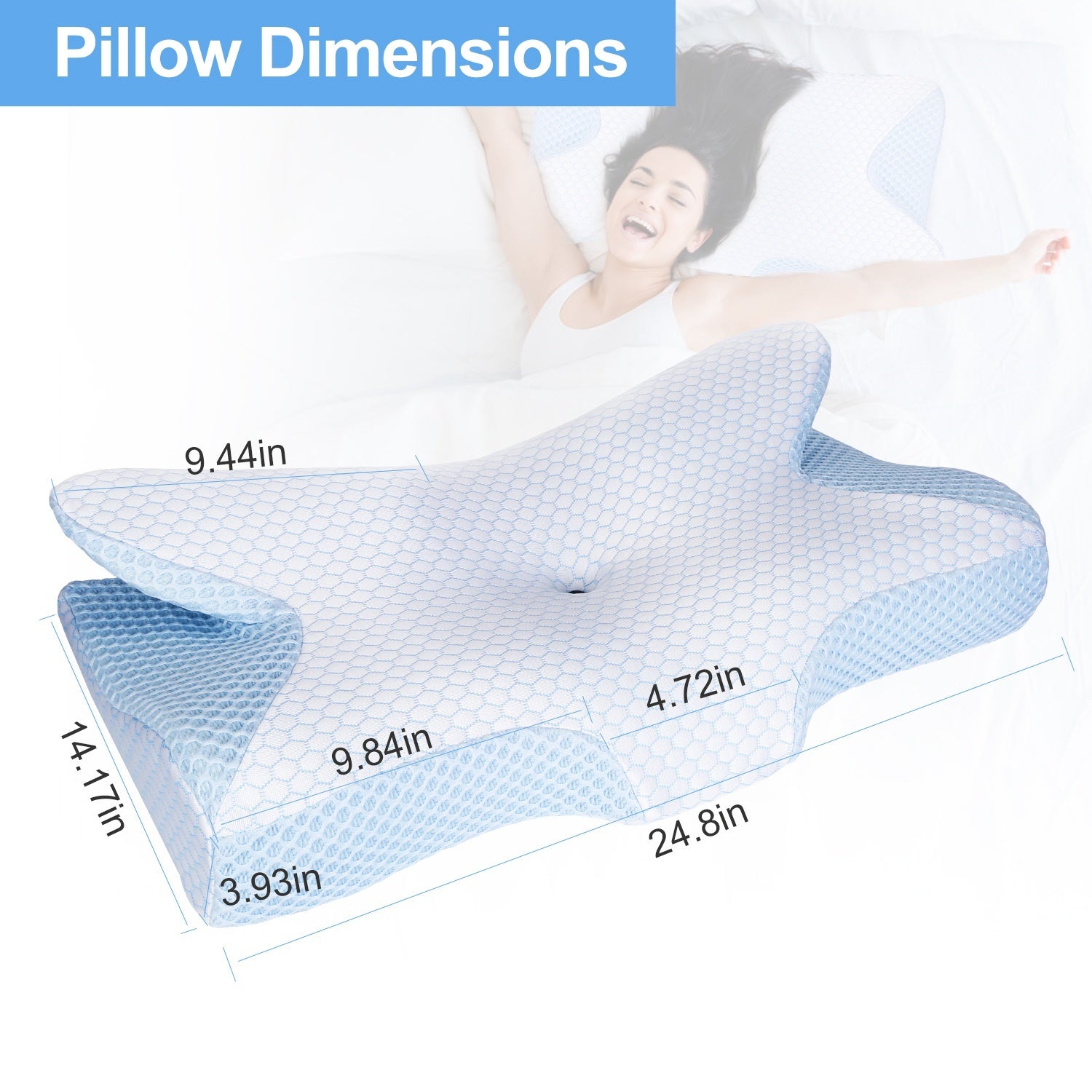 2Pcs Memory Foam Pillow Neck Support Pillow For Pain Relief Sleeping Ergonomic Contour Orthopedic Support Side Back Stomach Sleeper