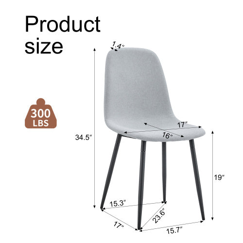 Comfortable Linen-Cotton Dining Chair Set — 6 Pieces, Light Gray