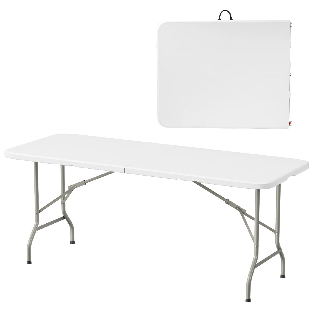 yuting 6ft Heavy Duty Folding Semi-Utility Table – Portable Indoor/Outdoor